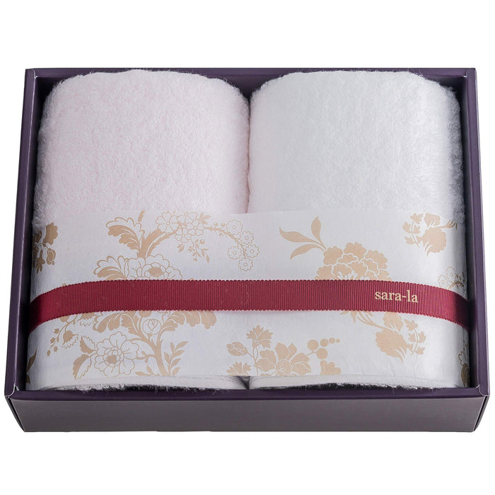 Imabari Towel Sara-La Irodori Face Towel 2Pcs Japan Pink/White - Priority Gift-Kiichin - The #1 Place for Japanese Goods in Your Hand!