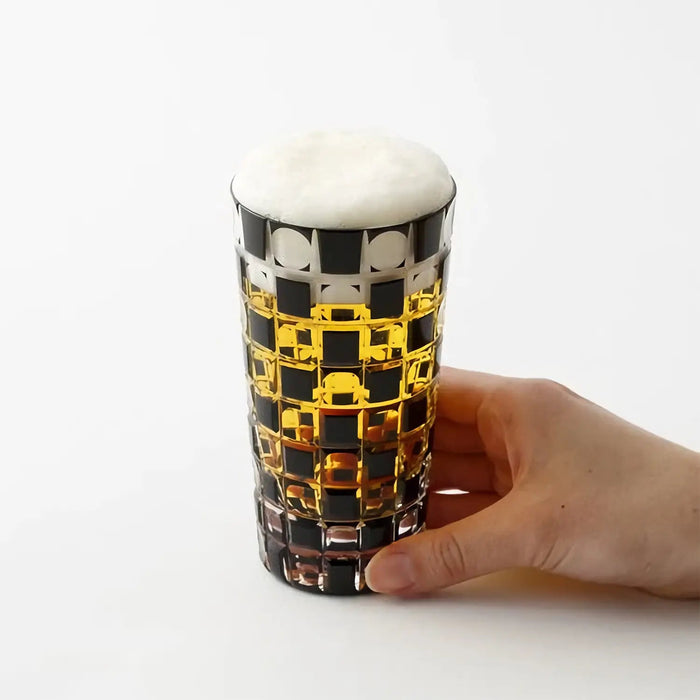 Kimoto Glass Tokyo Kuroco Edo Kiriko Tumbler - Authentic Japanese Ichimatsu Design-Kiichin - The #1 Place for Japanese Goods in Your Hand!