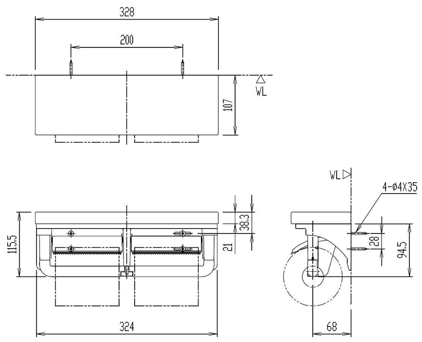 Lixil Inax Double Paper Roller with Shelves - Kurie Pail CF-AA64KU/LP-Kiichin - The #1 Place for Japanese Goods in Your Hand!