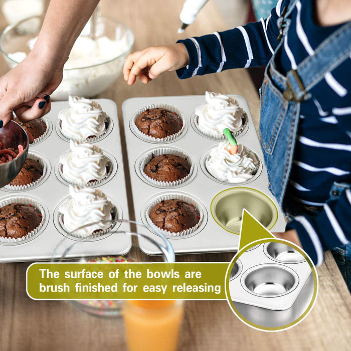 PP Chef Stainless Steel Muffin Pan Set - 2 Pans (6 Cups)-Kiichin - The #1 Place for Japanese Goods in Your Hand!