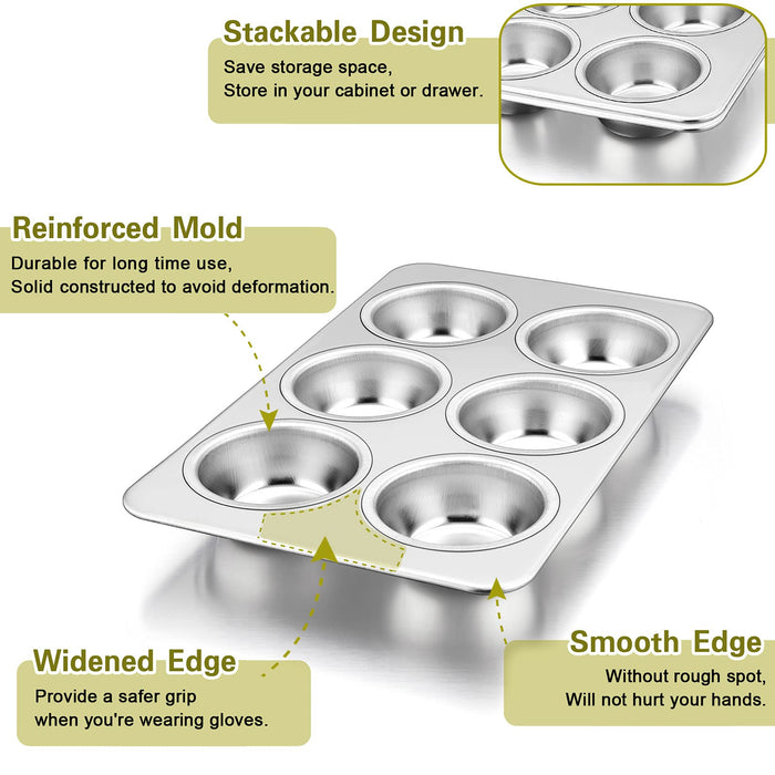 PP Chef Stainless Steel Muffin Pan Set - 2 Pans (6 Cups)-Kiichin - The #1 Place for Japanese Goods in Your Hand!