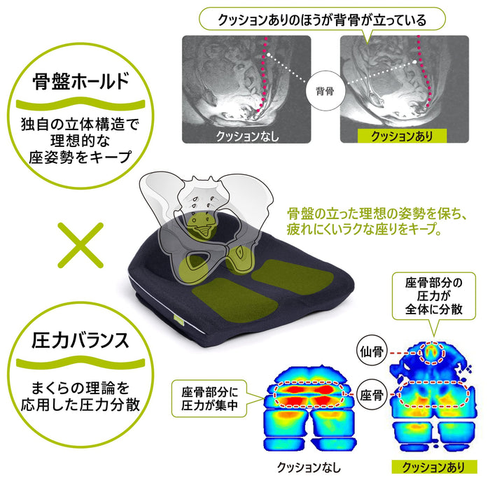 Nishikawa Pelvic Support Cushion - Triangular Support System for Ideal Sitting Posture-Kiichin - The #1 Place for Japanese Goods in Your Hand!