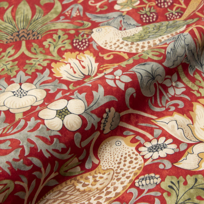 Nishikawa Morris Gallery Strawberry Thief Pillow Cover - 63X43Cm, 100% Cotton, Made In Japan, Red-Kiichin - The #1 Place for Japanese Goods in Your Hand!