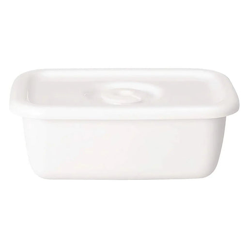 Noda Horo White Enamel Rectangle Deep Food Containers - Small with Sealed Lid-Kiichin - The #1 Place for Japanese Goods in Your Hand!