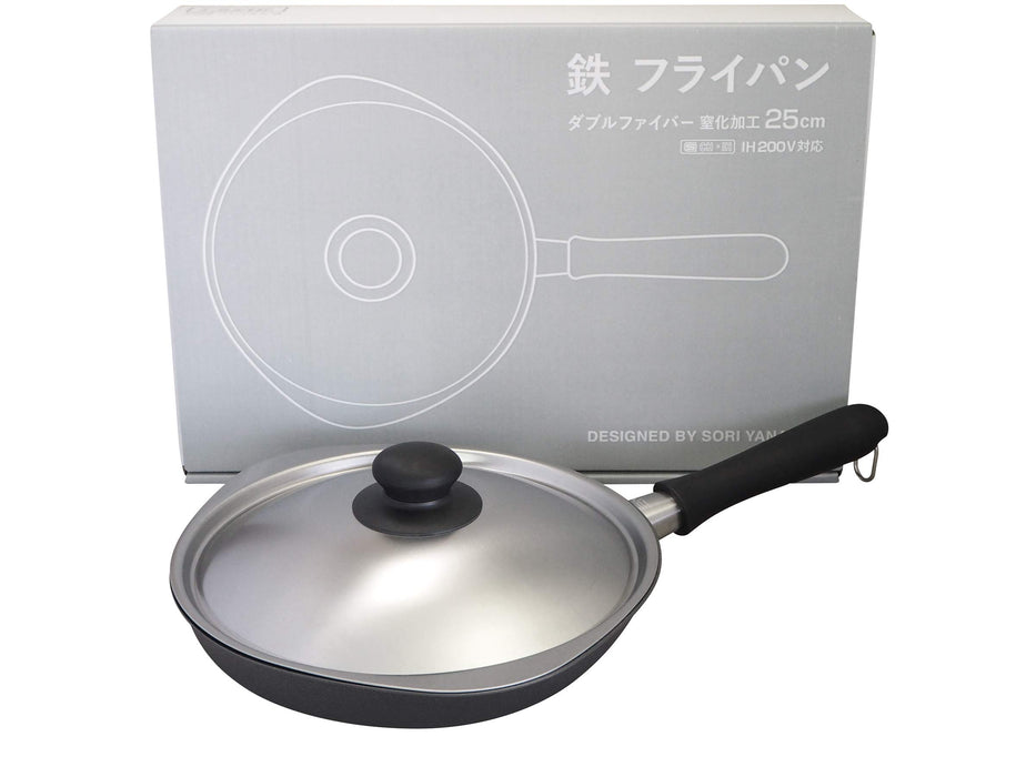 Sori Yanagi 25Cm Iron Frying Pan with Lid - IH Compatible, Double Fiber Line, Nitriding-Kiichin - The #1 Place for Japanese Goods in Your Hand!