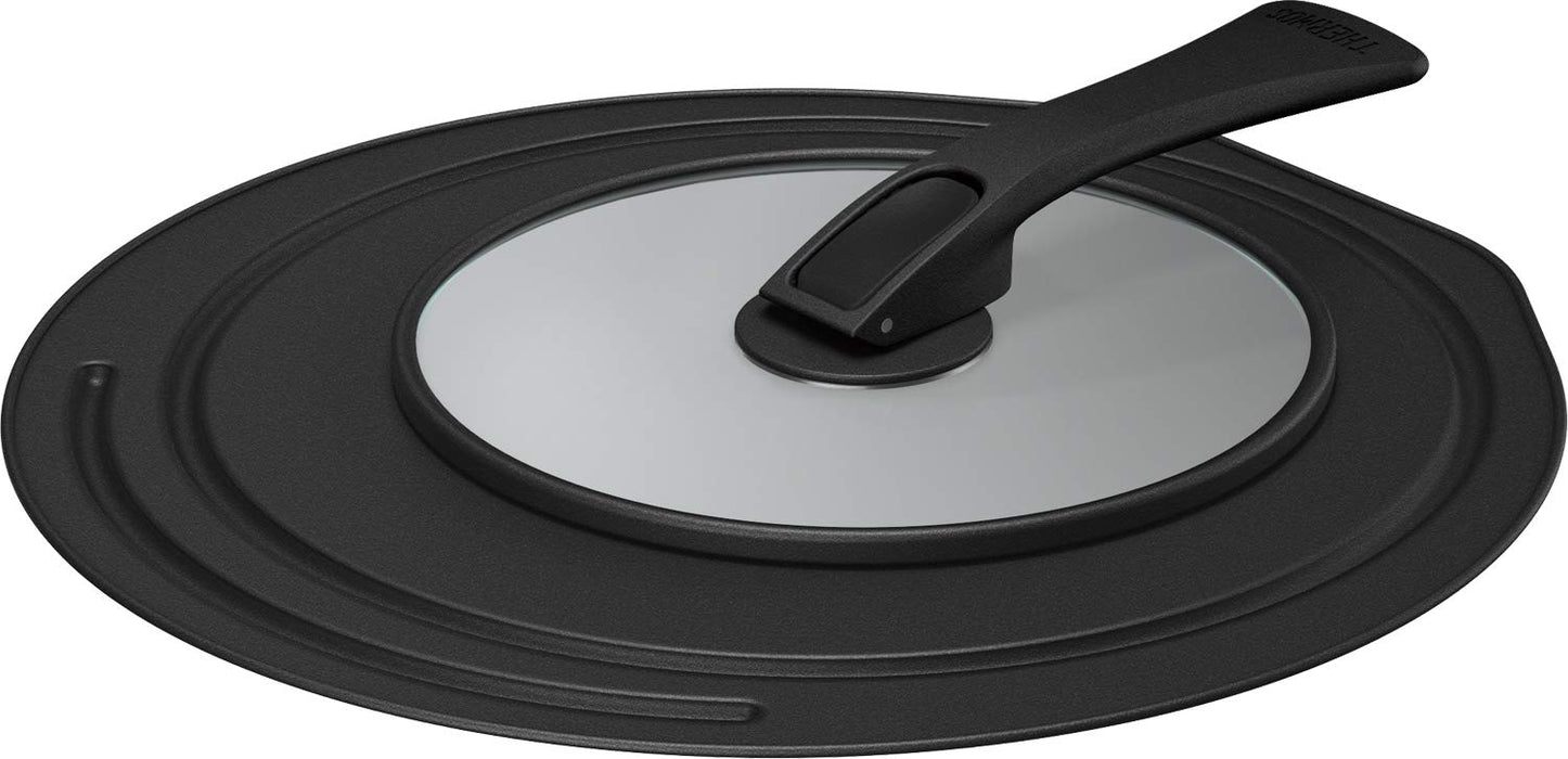 Thermos Japan Folding Stand Frying Pan Lid 26/28Cm Black - Kld-001 Bk-Kiichin - The #1 Place for Japanese Goods in Your Hand!