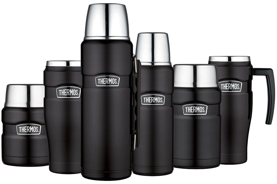 Thermos Stainless King 0.45L Food Jar - Matte Black, Folding Spoon Included-Kiichin - The #1 Place for Japanese Goods in Your Hand!
