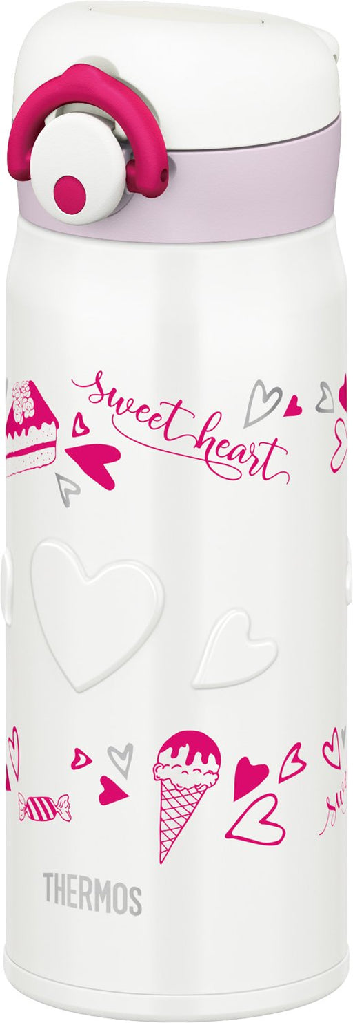 Thermos Jnr-400 White Vacuum Insulated Water Bottle 400ml-Kiichin - The #1 Place for Japanese Goods in Your Hand!