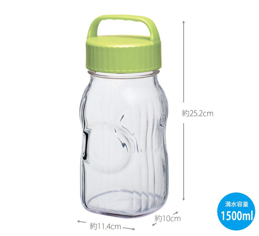 Toyo Sasaki Glass Japan Olive Green Fruit Syrup Bottle 1500Ml Storage Container-Kiichin - The #1 Place for Japanese Goods in Your Hand!