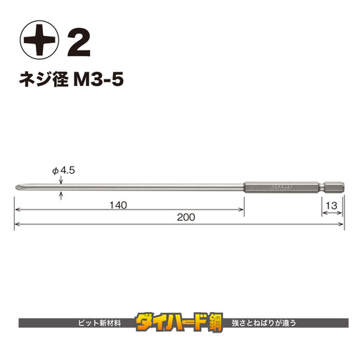 Vessel 40V Compatible Single Head Plus Gosai Bit +2 X 200 1pc GS162200-Kiichin - The #1 Place for Japanese Goods in Your Hand!