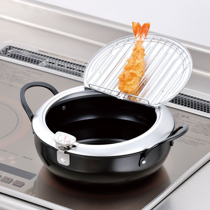 20cm Black Iron Tempura Pot with Lid - IH Compatible by Wahei Freiz-Kiichin - The #1 Place for Japanese Goods in Your Hand!