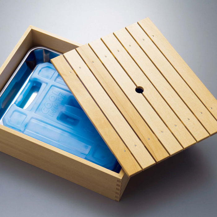 Yamacoh Large Wooden Sushi Neta Case with Stainless Steel Tray-Kiichin - The #1 Place for Japanese Goods in Your Hand!
