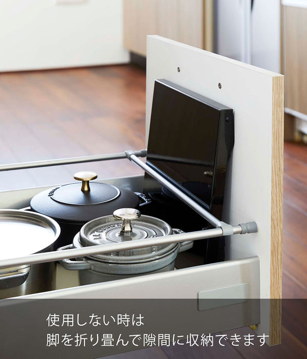Yamazaki Industrial Folding Gas Stove Cover - Black - Japan - Compact Design-Kiichin - The #1 Place for Japanese Goods in Your Hand!