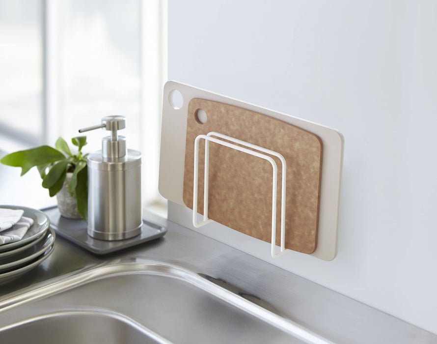 Yamazaki Industrial White Suction Cup Cutting Board Stand - 12x6x12cm (Japan 3499)-Kiichin - The #1 Place for Japanese Goods in Your Hand!