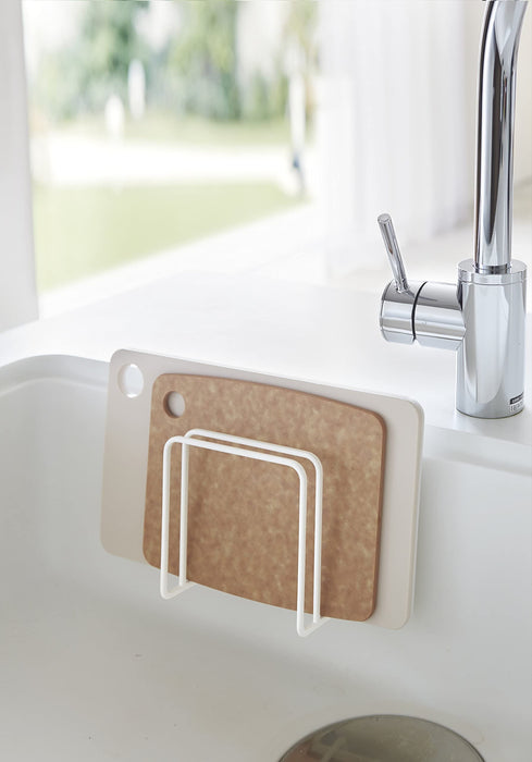Yamazaki Industrial White Suction Cup Cutting Board Stand - 12x6x12cm (Japan 3499)-Kiichin - The #1 Place for Japanese Goods in Your Hand!
