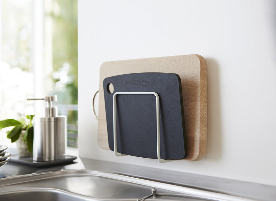 Yamazaki Industrial White Suction Cup Cutting Board Stand - 12x6x12cm (Japan 3499)-Kiichin - The #1 Place for Japanese Goods in Your Hand!